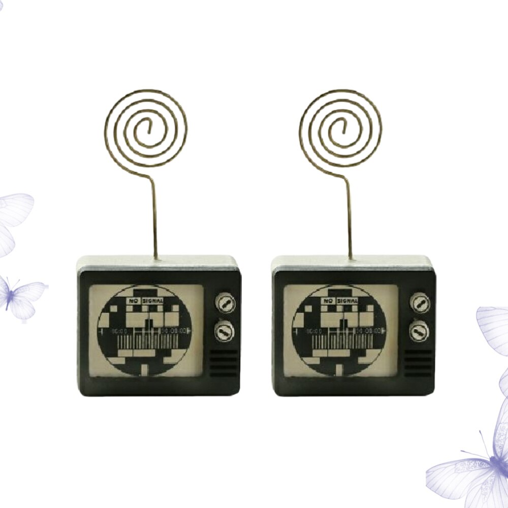2pcs Wooden Message Holder Desk Photo Clip Business Card Holder Message Clip Ornaments Retro Table Party Decoration (TV): Picture 1
