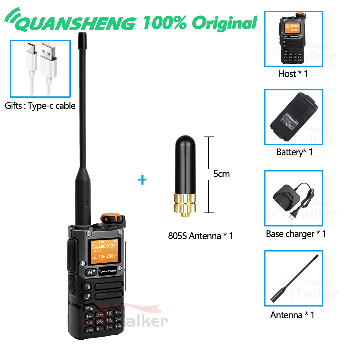 Quansheng Receiver UV K5 (8) Walkie Talkie Portable Am Fm Two Way Radio Commutator Station Amateur Ham Wireless Set Long Range: Yellow / US