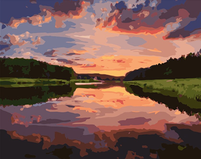 HUACAN peinture à l'huile par numéros coucher de soleil paysage acrylique dessin toile photo pour adulte mur Art décoration bricolage: SZHC1966