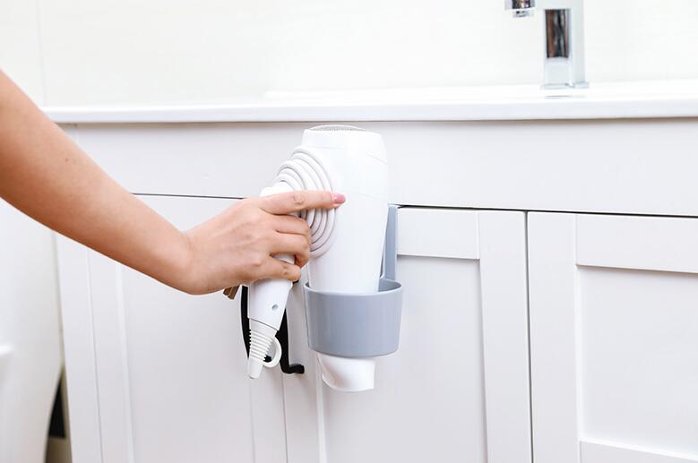 Badkamer föhn standaard organizer plank opbergruimte föhn rek houder deurhaak ring plastic badkamer opbergruimte