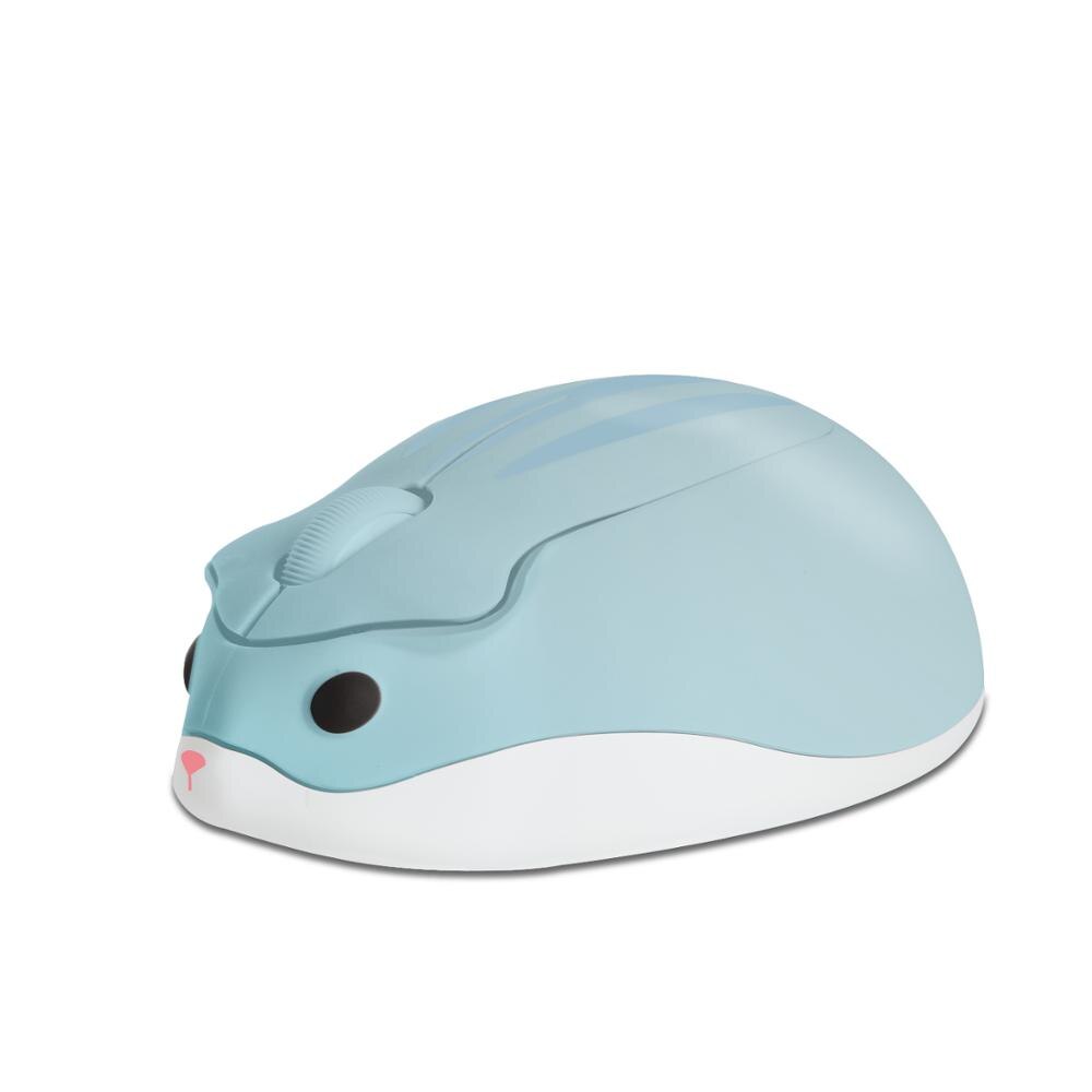 Ratón de hámster de dibujos animados para ordenador, Ratón Óptico inalámbrico de 2,4G, ergonómico, Mini, 3D, para oficina, para chico y Chica, con almohadilla de semillas: Blue