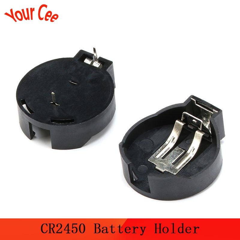 5 Stks/partij CR2450 2450 Coin Cell Button Batterij Socket Houder Geval 2 Pins Black