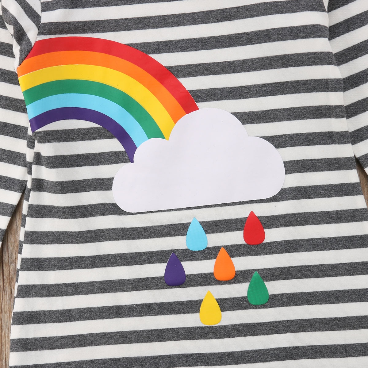 2018 nuova Primavera Autunno Bella Causale Del Bambino Del Bambino Delle Ragazze del Vestito A Maniche Lunghe Arcobaleno Stampa A Righe Vestito Da A-Line 2 Stile 1-6Y