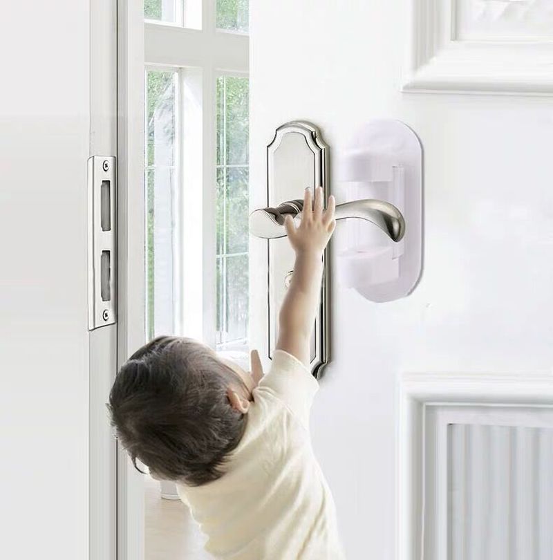 1pc alavanca fechadura da porta de segurança adesiva compatível à prova padrão criança segurança à prova de bebê auto-adesivo útil abs materiais