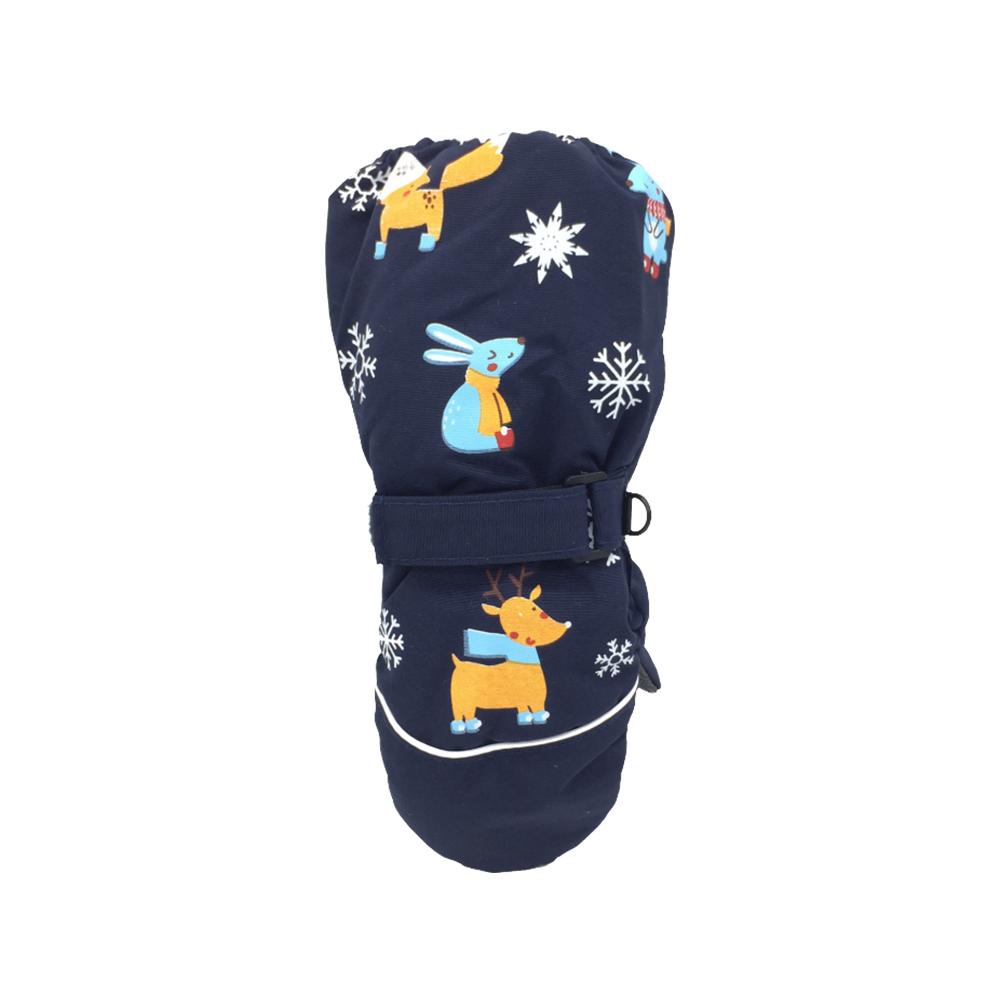Children Ski Gloves Windproof And Waterproof Three-layer Warm Gloves Winter Essential Warm Gloves Cute Elk: Blue