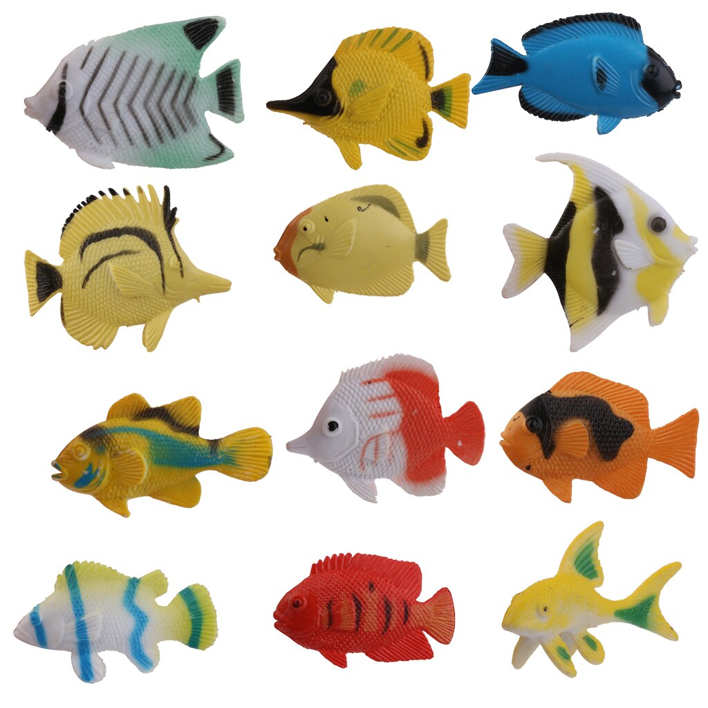 12x Plastic Tropische Angel Fish Sea Animal Kids Party Speelgoed Aquarium Ornament