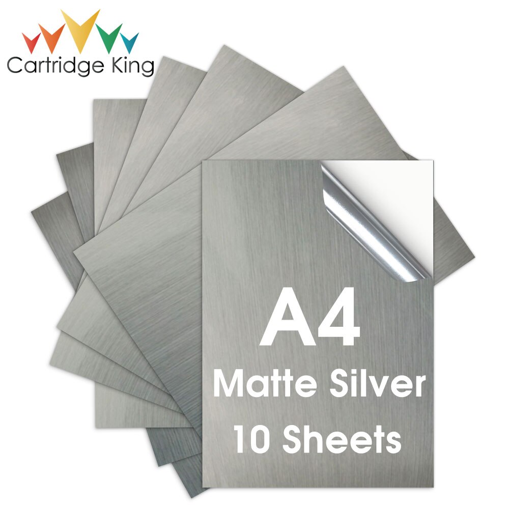 10 Sheets Shiny Silver Self-adhesive Printable Vinyl Sticker Paper A4 Printer Paper Waterproof Label Stickers for Inkjet Printer: Brushed Silver
