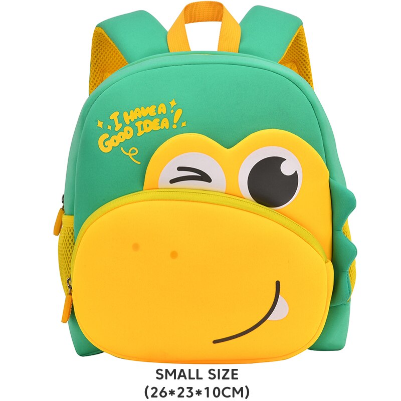 GREATOP-Mochila con dibujos de dinosaurios en 3D para niños y niñas, morral escolar para niños pequeños de 2 a 5 años: Green-small