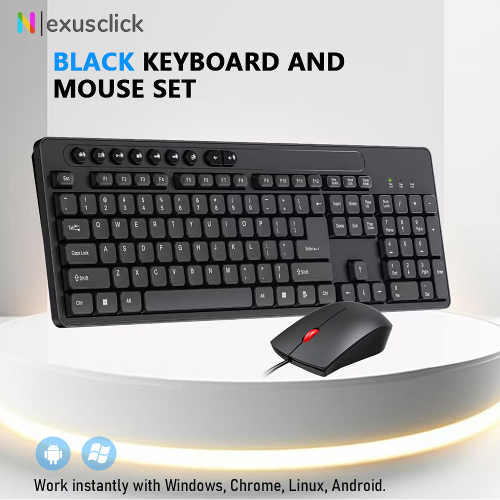 English Keyboard Mouse USB Wired Desktop Computer Keyboard Ergonomic Keyboard for Office Home PC Laptop Desktop