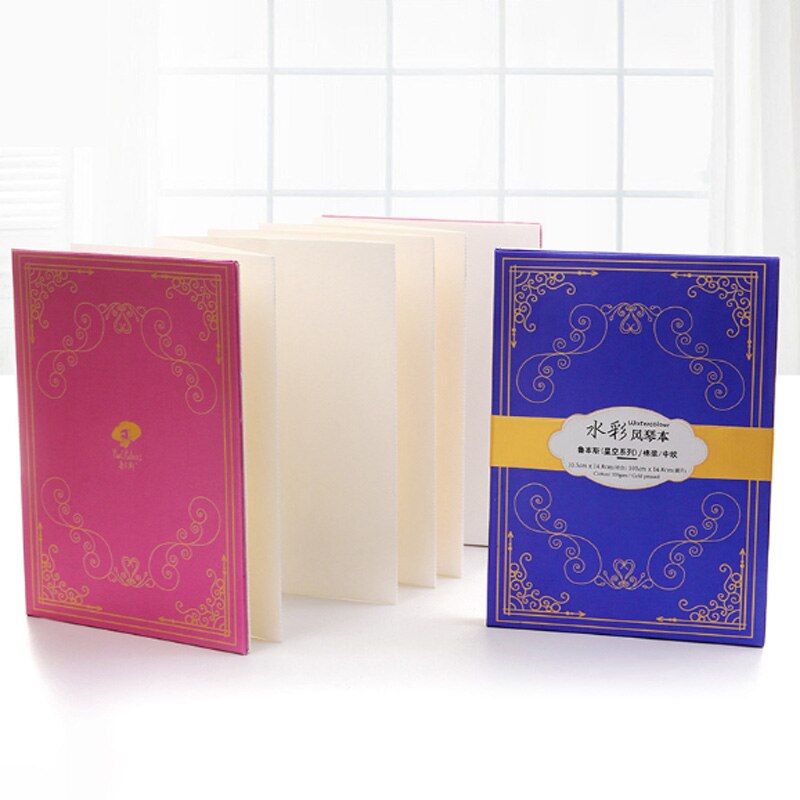 Livre d&#39;orgue aquarelle à grain fin moyen grossier A5 rose et bleu 300g, pâte de coton pour dessin, fournitures d&#39;art