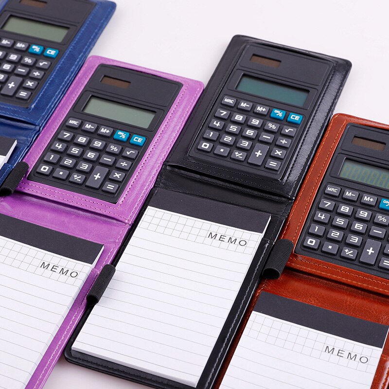 stationery small pocket notebook A7 PU leather notepad business work note book daily memo planner with calculator