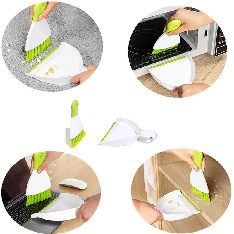 Dust Pan and Brush,Mini Hand Broom and Dustpan Set, Dust Pan Brush Nesting Tiny Cleaning Broom, Dust Pan and Brush Set for Table