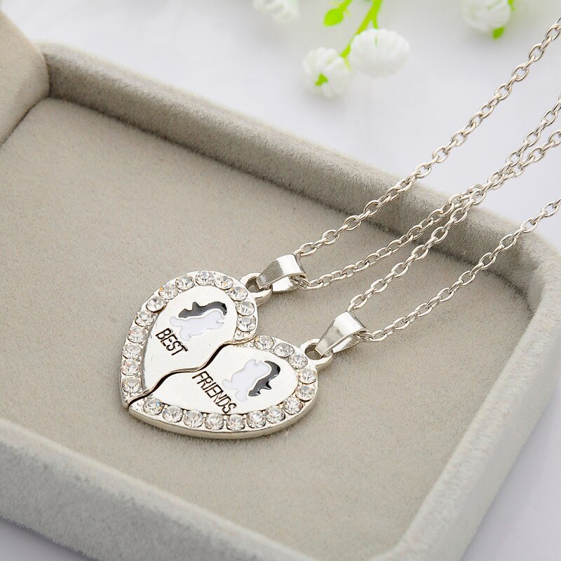 2 PCS/Set Animal Best Friends Friendship Couple Two Parts Pendant Necklace Best For Men Women BFF Jewelry