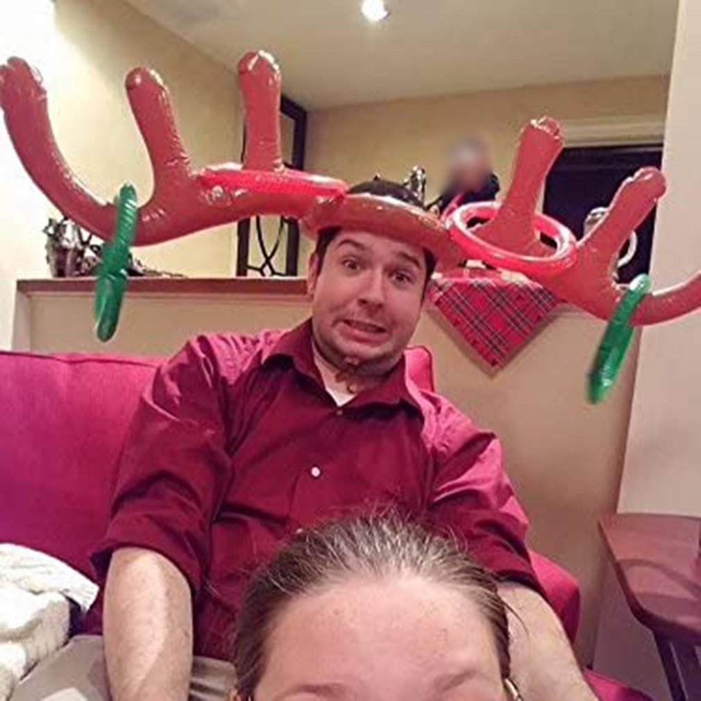 Gonfiabile babbo natale divertente renna corna testa di cervo cappello anello lancio festa di natale forniture per giochi giocattoli accessori natalizi