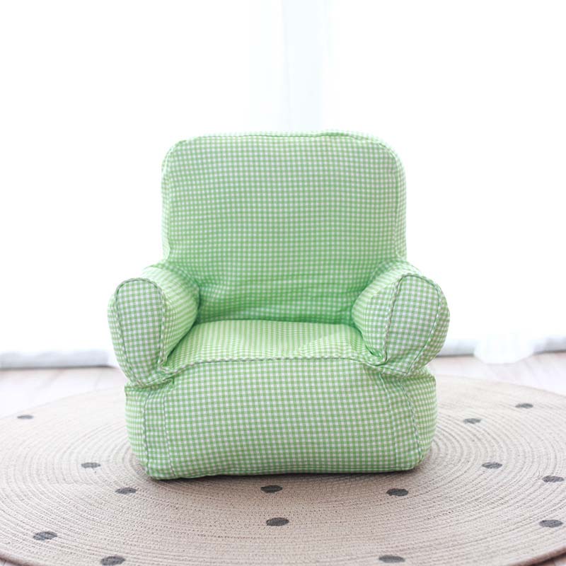 Baby spisestue sofa stol bærbar spædbarn mini plaid lærred sofa nyfødte børn børnehave fotografi rekvisitter stole: Grøn