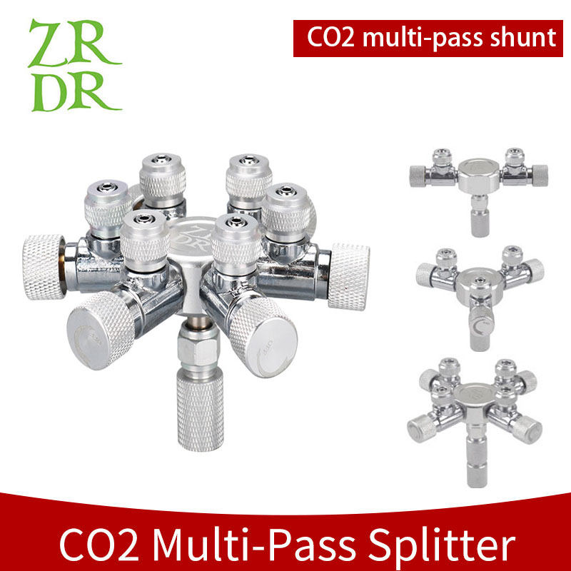 ZRDR – distributeur de CO2 multi-voies pour Aquarium en acier inoxydable, vanne à aiguille de séparation, clapet anti-retour, compteur de bulles pour régulation de solénoïde