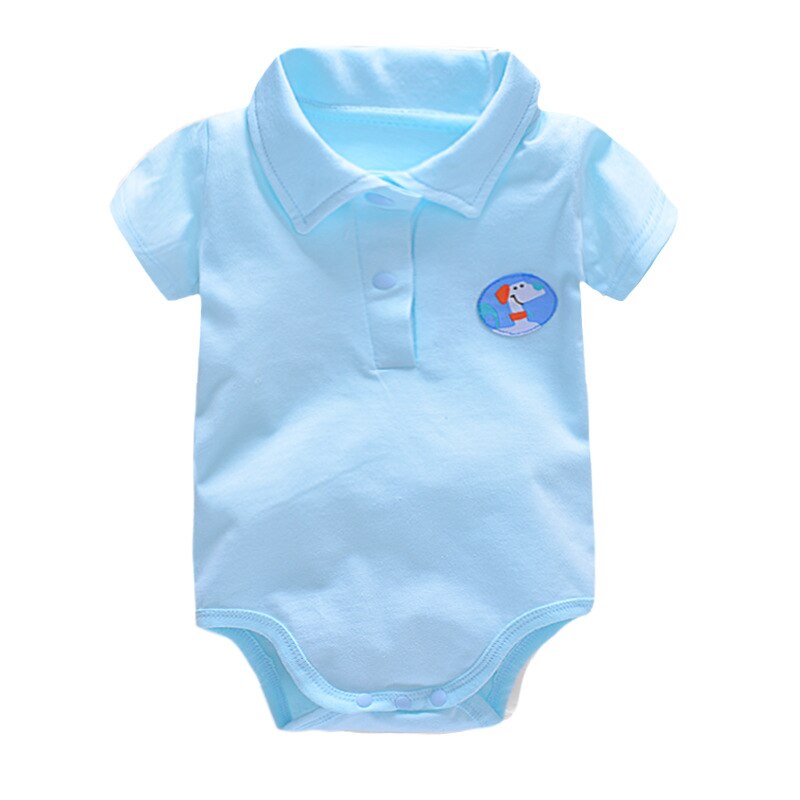 Einzelhandel Sommer Baby Body Kleidung Infant Körper Babys Baumwolle Revers Kurzarm Kleidung Overall Neugeborenen Baby Kleidung: Himmel Blau / 6m