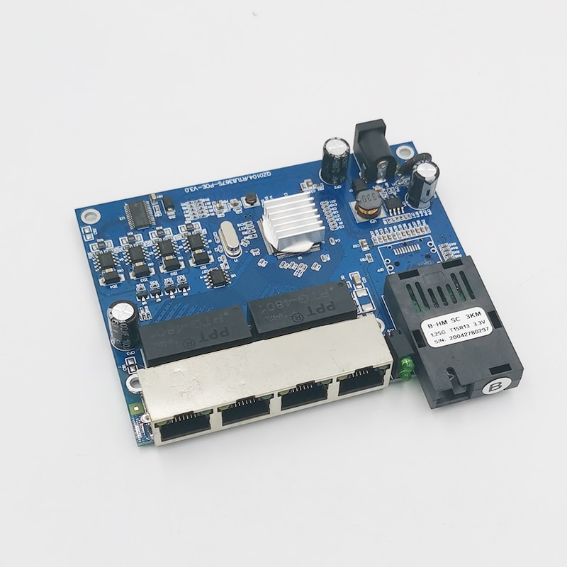 POE Switch 1 SC 4 RJ45 fiber connector to 4 10/100/1000M ethernet ports 5 port media converter