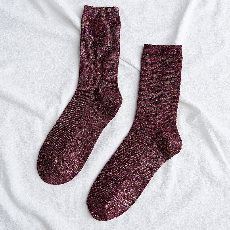 Helle funkelnde Damensocken, modische glitzernde glänzende Socken, süße süße goldene silberne Socken, Frühling und Herbst, atmungsaktive Socken: verrotten