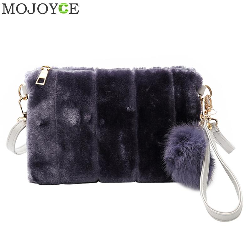 Winter Vrouwen Clutch Bont Pluche Zakken Casual Purse Soft Vrouwen Crossbody Tassen Mode Handtas Portemonnee Bolsas Feminina