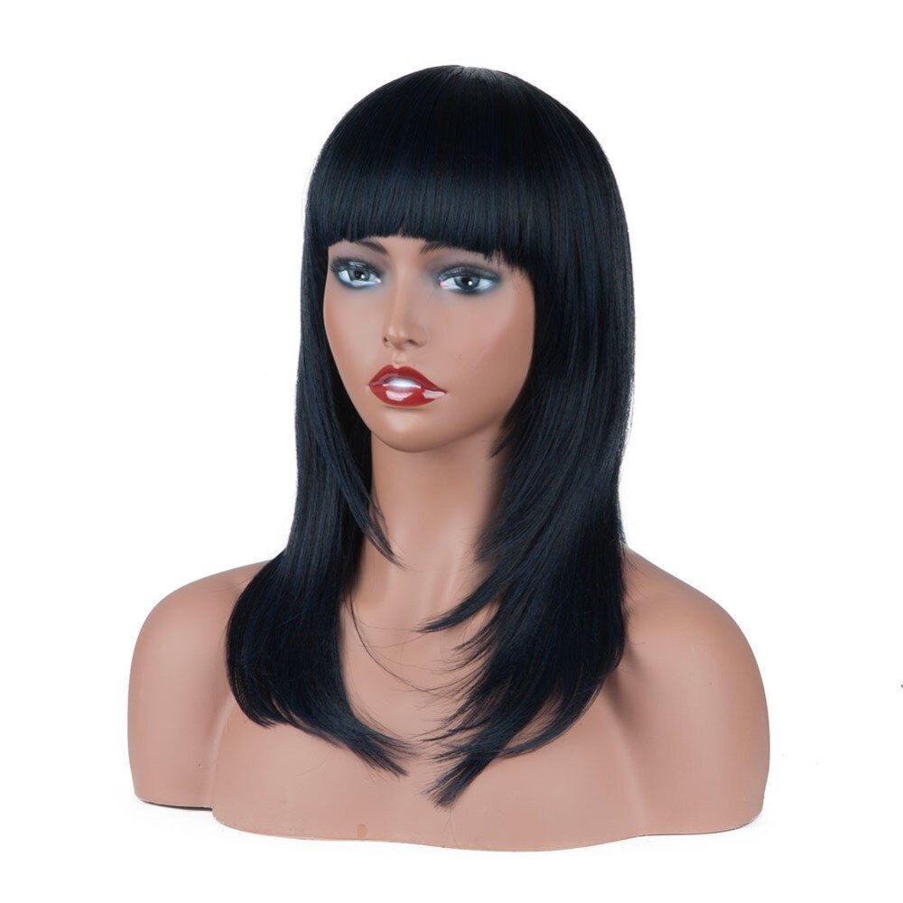 Short Bob Wigs With Bang Synthetic Hair Wig For Women Natural Black Purple Artifical Costume Party Halloween