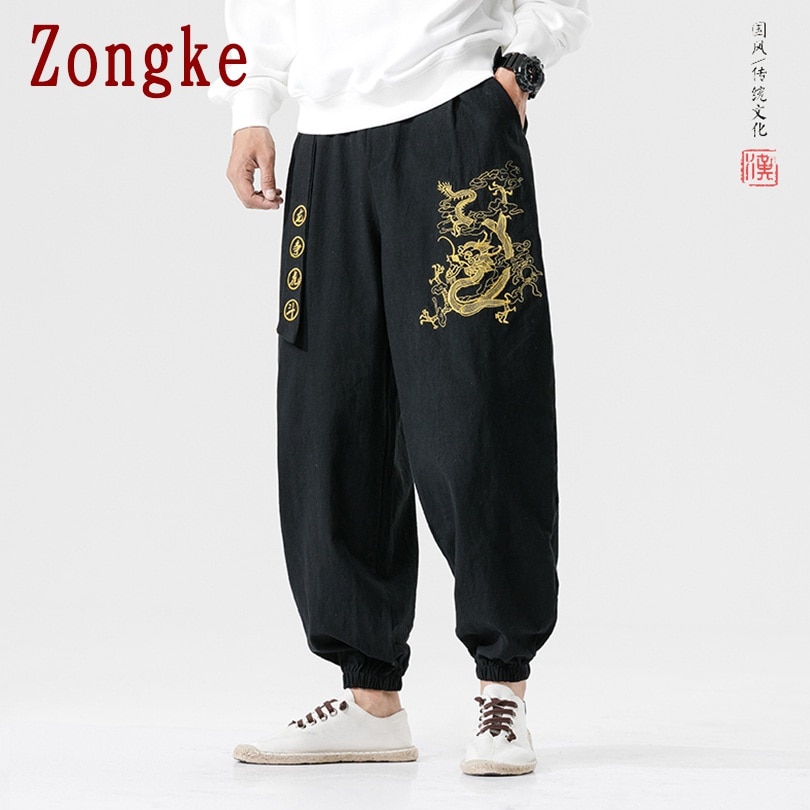 Zongke Drachen Stickerei Hosen Männer Jogger Hosen Männer Hosen Streetwear Jogginghose Harem Hosen Männer Hosen 5XL 2022 Frühjahr Neue