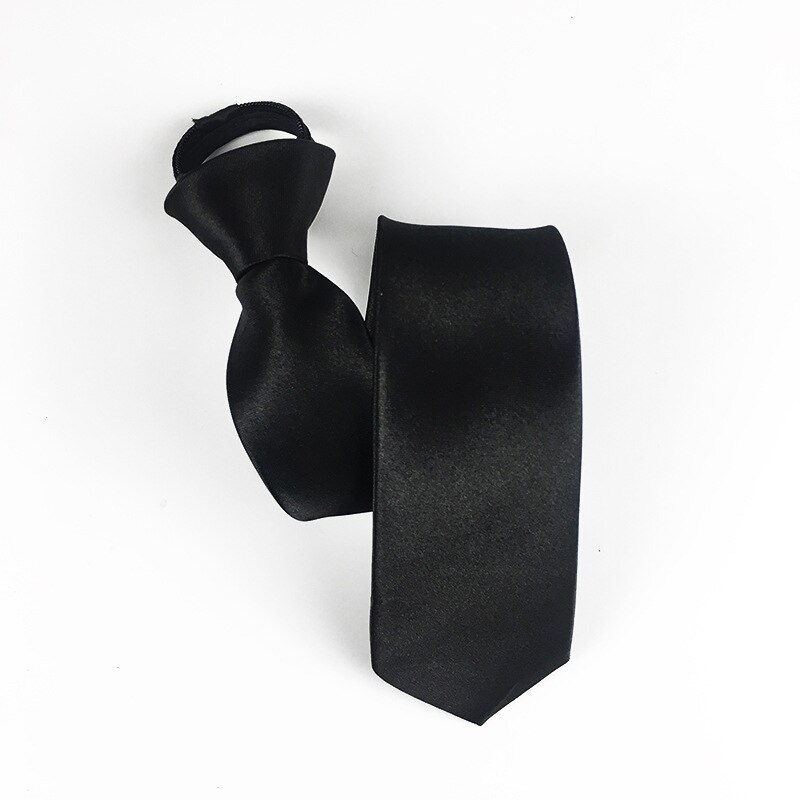 5cm Necktie For Men Slim Narrow Lazy Tie Easy To Pull Rope Neckwear Men tie Wedding Party Aniversary Business Dress Meeting: 5x38 black