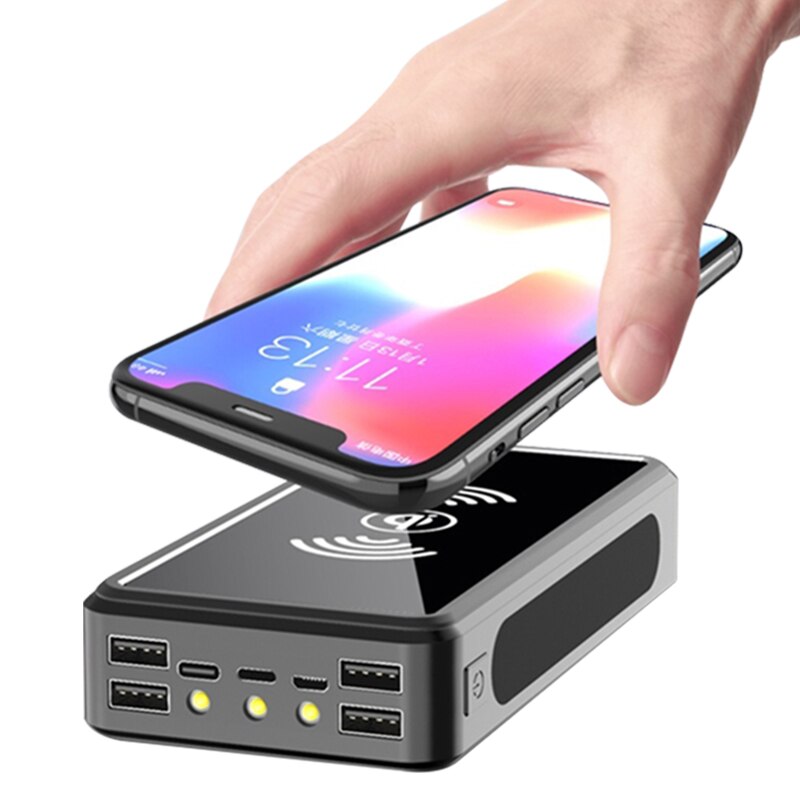 80000mAh Power Bank Solar Wireless Portable Phone Fast Charging External Charger 4 USB PoverBank LED Light for Iphone Xiaomi Mi