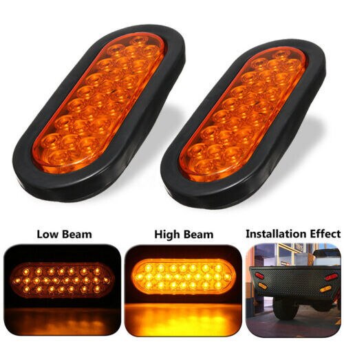 2x 12V 24 Led Oval Truck Trailer Stop Turn Tail Brake Light Side Marker Lamp Trailer Truck Lamp Kit Set