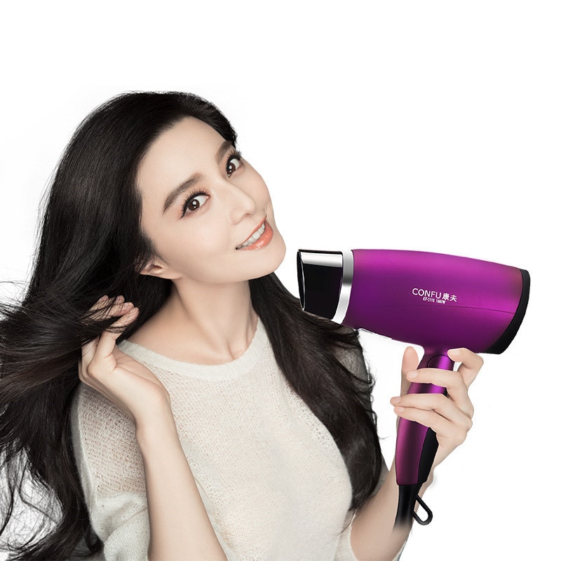 1800W Mini Hair Dryer Travel Hotle Foldable Handle Hairdryer and Cold Thermostatic Hair Blower Portable Blow Dryer Purple