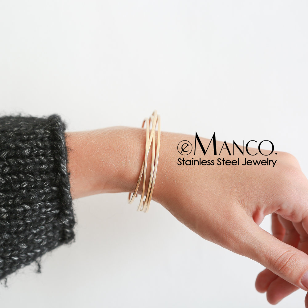 Emanco Multilayers Rvs Armbanden Voor Vrouwen Trendy Manchet Ring Bangle Armband Luxe Vrouwen Sieraden