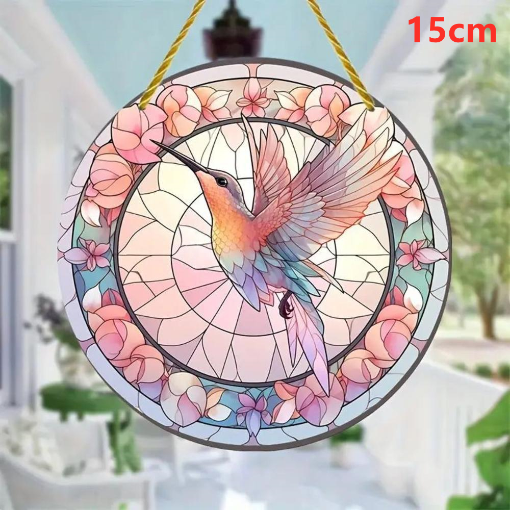 Acrylic Colorful Hummingbird Sun Catcher Rainbow Bird Wind Chimes Crafts Hanging Decor for All Seasons Home Garden Decoration: Clear
