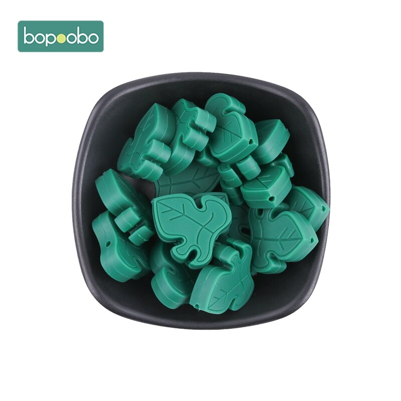 Bopoobo Silicone Teether Bead 10pcs BPA Free Silicone Turtle Leaf Beads Silicone Beads Baby Teething Beads Baby Teether: Dark green