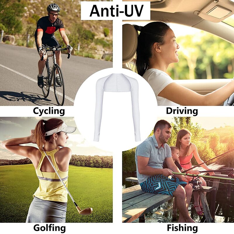 Manchons de bras de refroidissement, 4 pièces, châle de Protection solaire, châle de Golf Anti-UV, manchons de bras avec trou pour les doigts pour le cyclisme