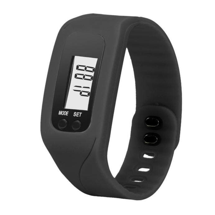 Männer und Frauen Schrittzähler elektronische uhr Sport uhr zähler karte laufende kilometer schritt tragbare Sport Fitness schrittzähler: Schwarz