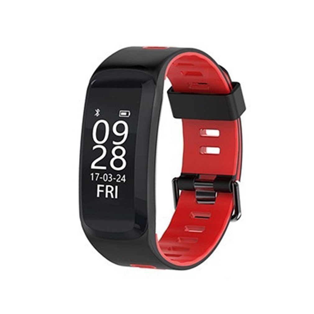 F4 Smart Watch Blood Oxygen Pressure Heart Rate Monitor IP68 Waterproof Fitness Tracker Pedometer Altimeter: Red