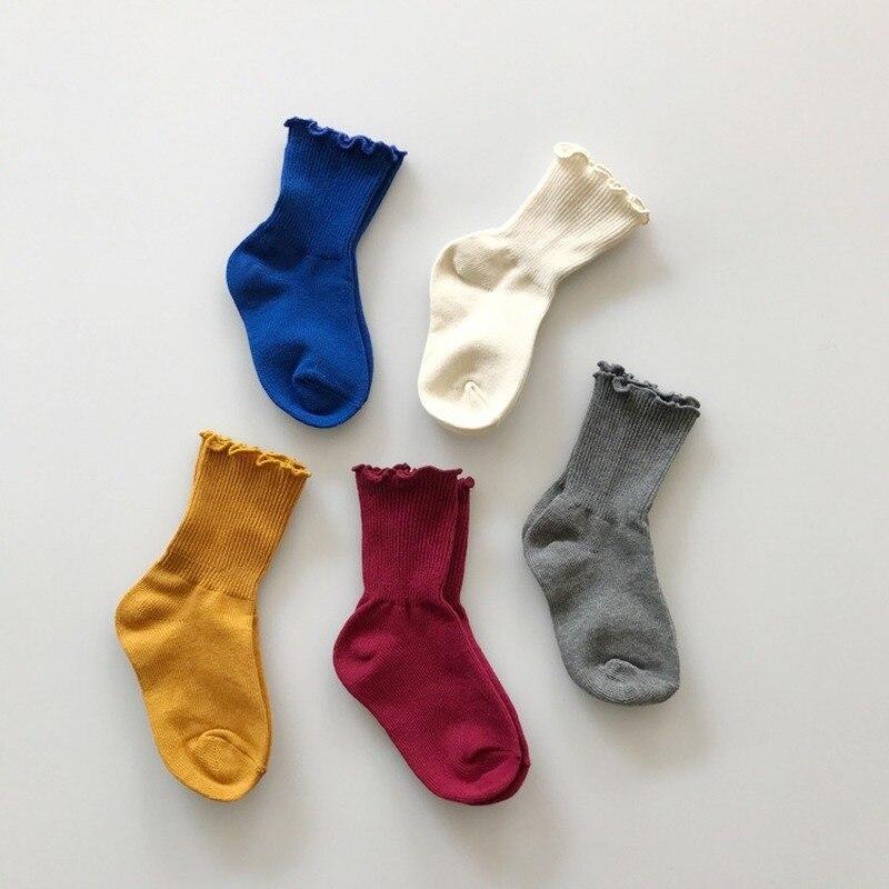 Newborn Infant Baby Solid Color Floor Socks Kids Toddlers Girls Soft Cotton Ruffle Princess Ankle Socks Children Accessories