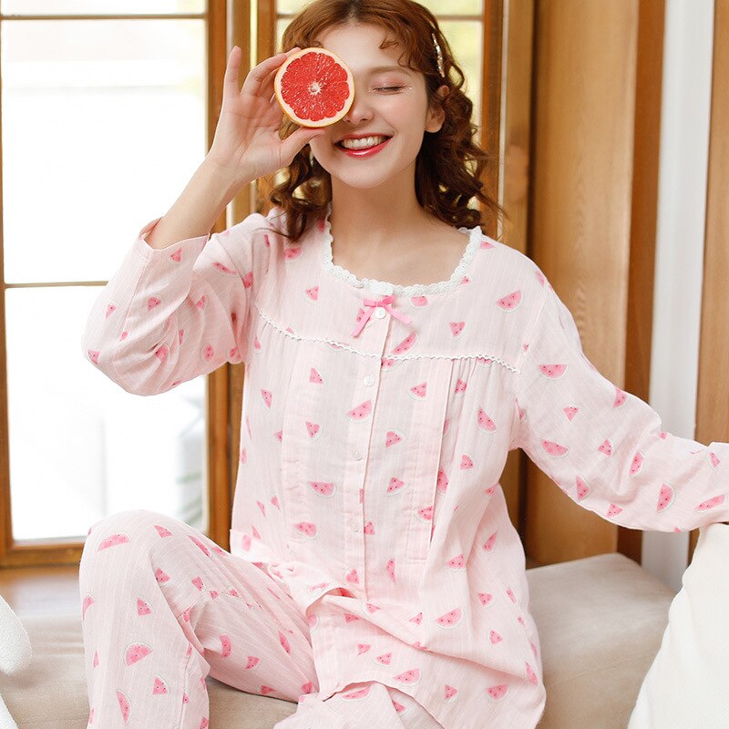 Barselspyjamas sæt behageligt blomstret sommer tynd gravide kvinder pyjamas graviditetstøj nattøj amme pyjamasdragt: L