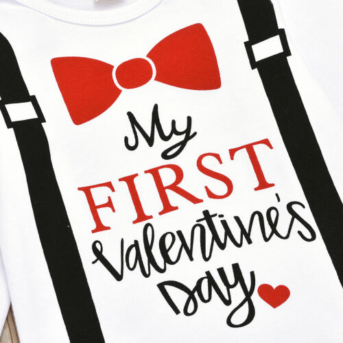 Pudcoco mijn eerste valentijnsdag baby jongens meisjes bodysuit letter print tops een paar sokken kinderoutfit kleding pak