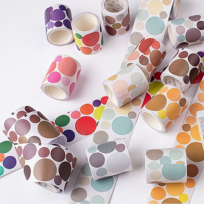 5cm*3m Colored Round Washi Tape Kawaii Dots Label Masking Tape Decorative Adhesive Tape Sticker Scrapbooking Sealing Stationery
