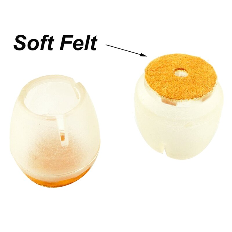 Transparante ronde siliconen meubel tafel stoel poot doppen vloerbeschermers doppen, met vilt pads, geschikt voor 0.67-0.83 in,60 stuks