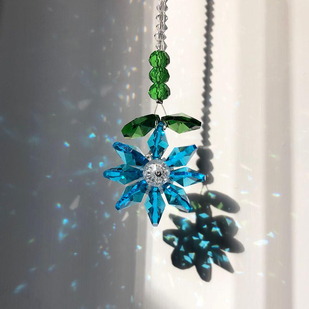 Crystal Prisms Rose Window Suncatcher Rainbow Maker Hanging Ornament Collection Home Wedding Decor Accessories