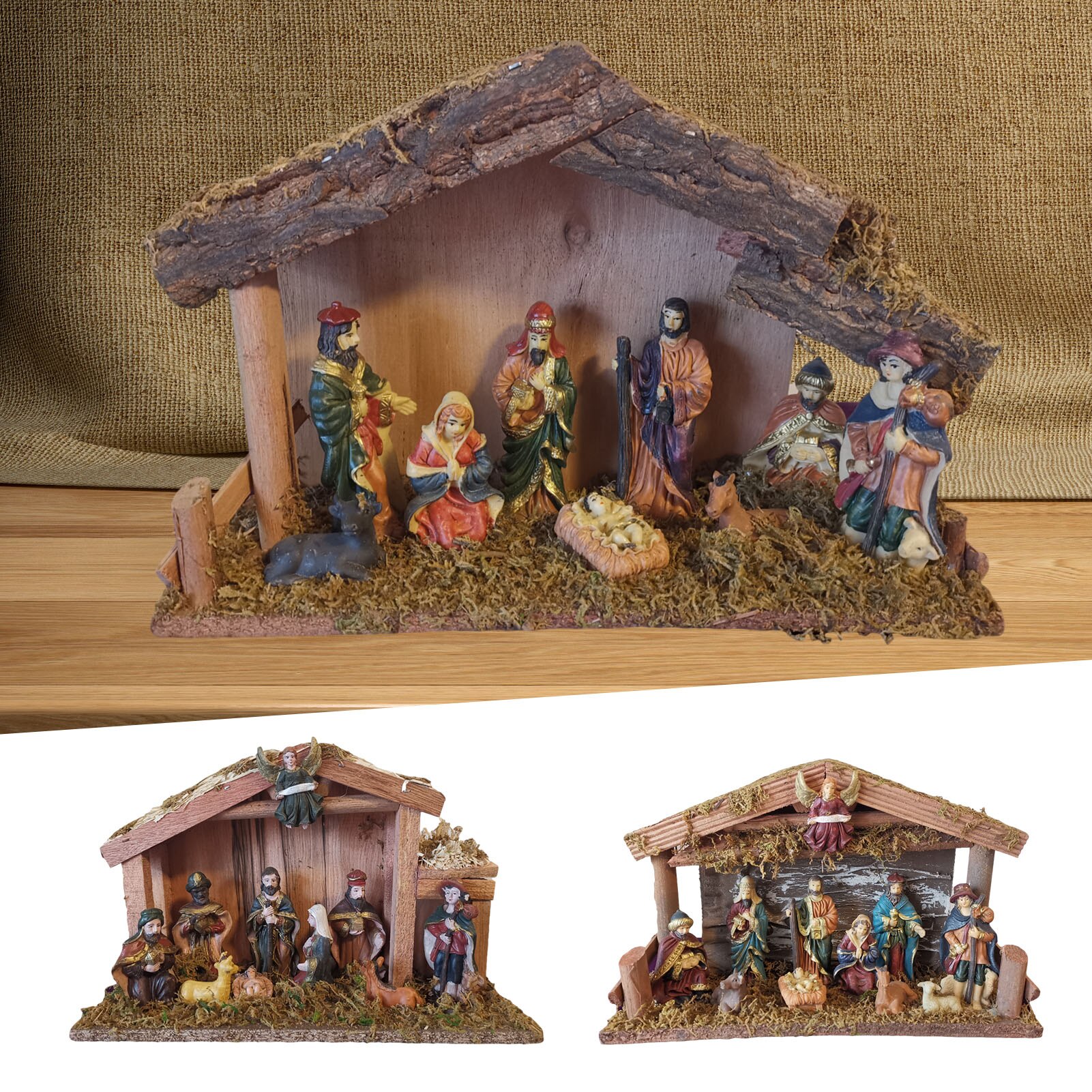 Nativity Scene Set Christmas Crib Figurines Baby Jesus Manger Miniatures Ornament Church Catholic Home Decor