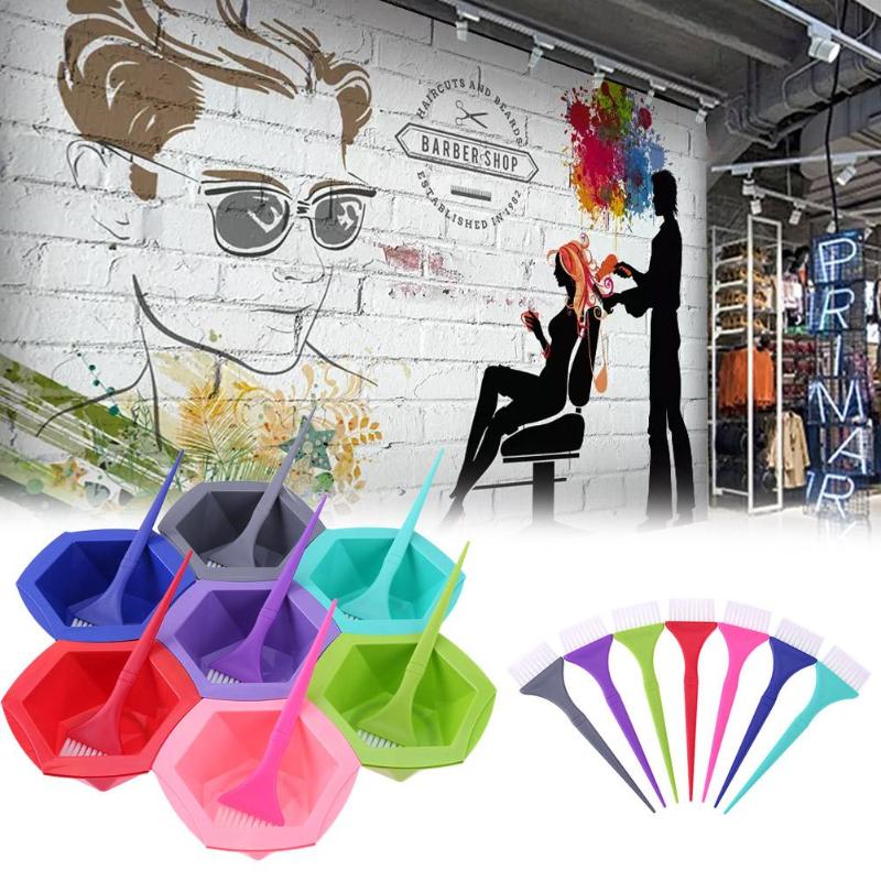 7 + 7 pièces/ensemble brosses à cheveux colorées bol à remuer en plastique Pro Salon ensemble de coiffure Salon outils de teinture faciles à nettoyer