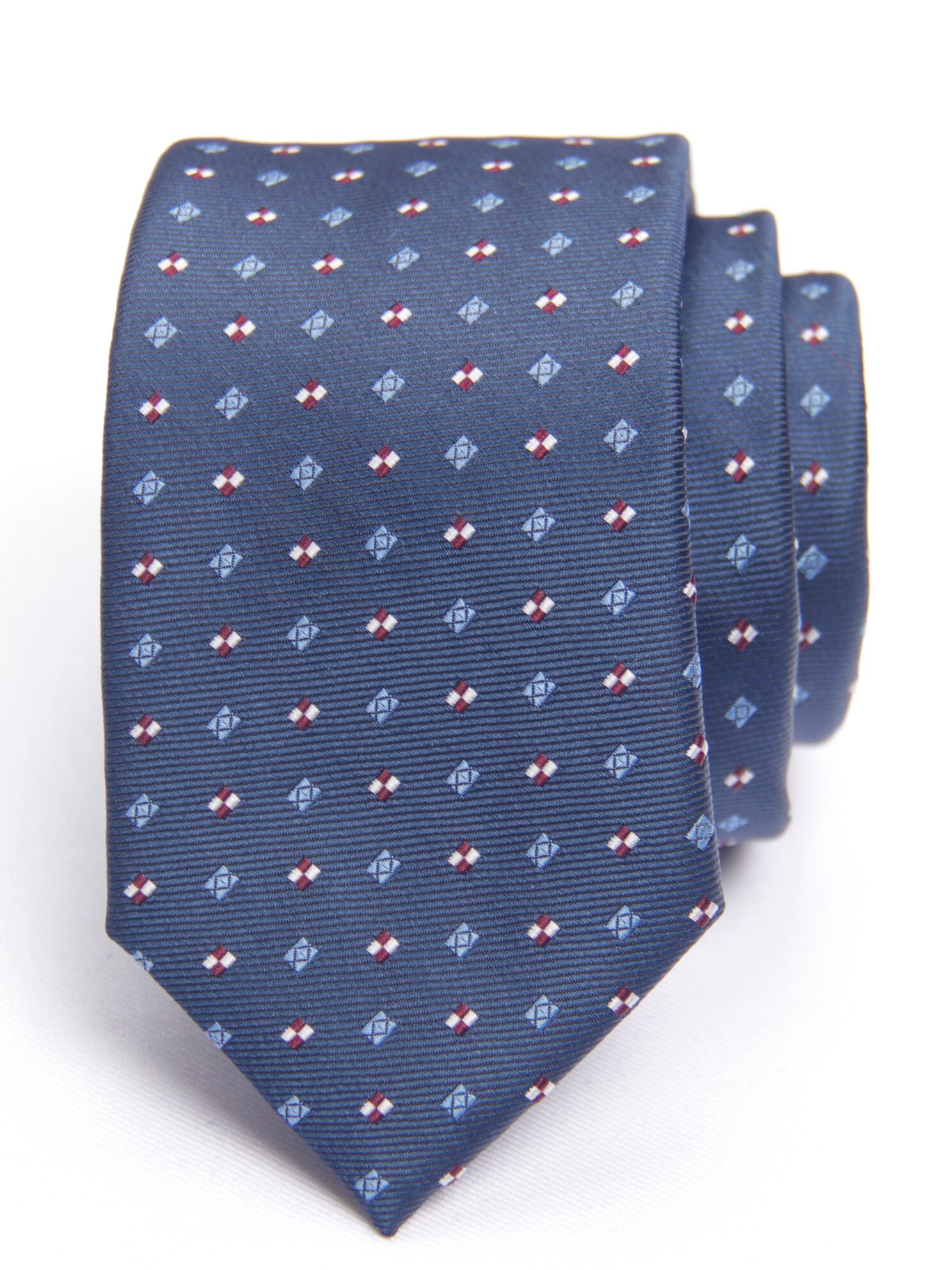 navy dual color dot pattern tie with patterned skinny ties men