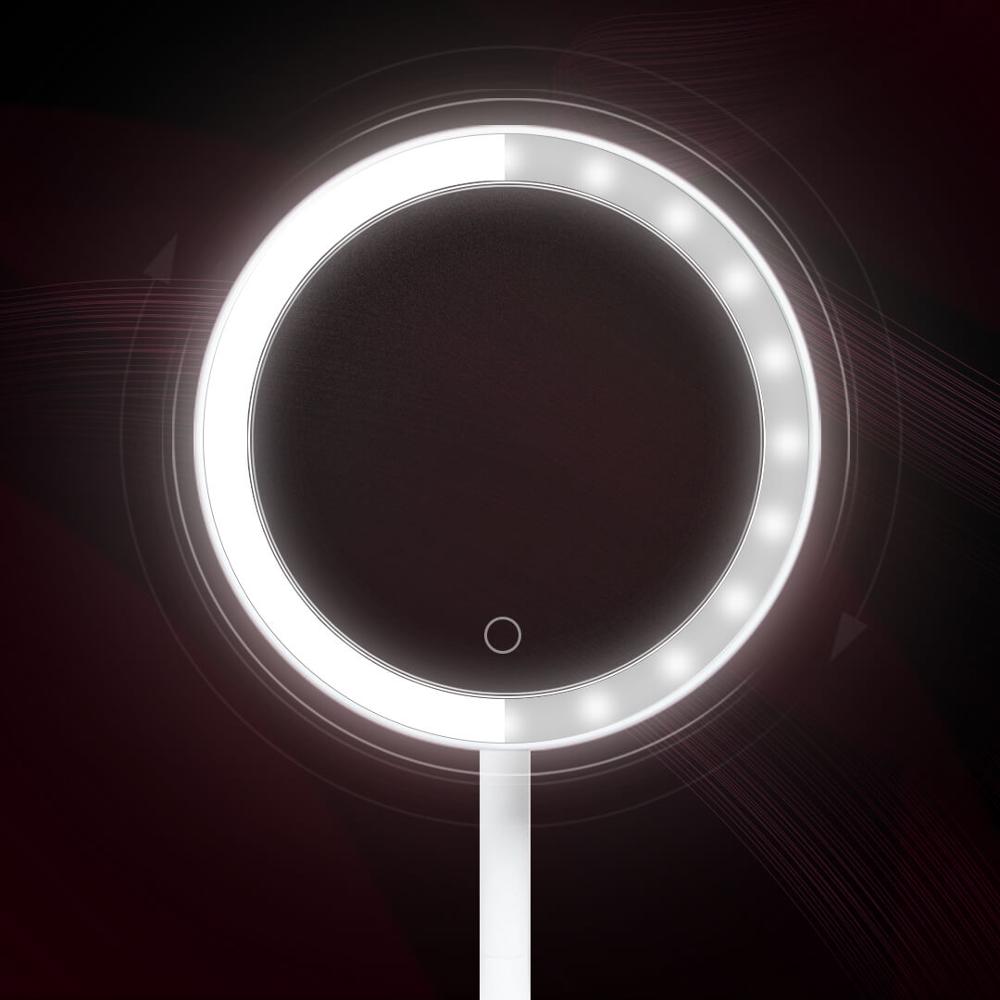 Espejo Xiaomi Mijia DOCO HD para maquillaje, espejo redondo de un lado con luz diurna de 360 °, pantalla táctil de carga USB, brillo ajustable Xiomi