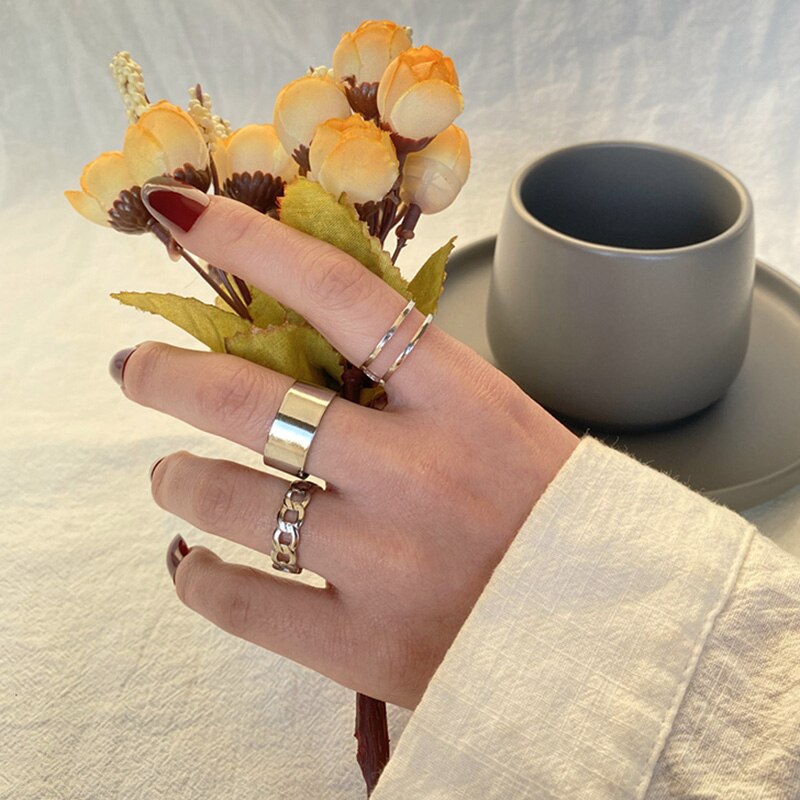 Amanti dello stile Punk farfalla anelli accoppiati anelli serpente dinosauro per donna uomo coppia anello aperto Set 2021 gioielli anelli mujer: 3pcs silver