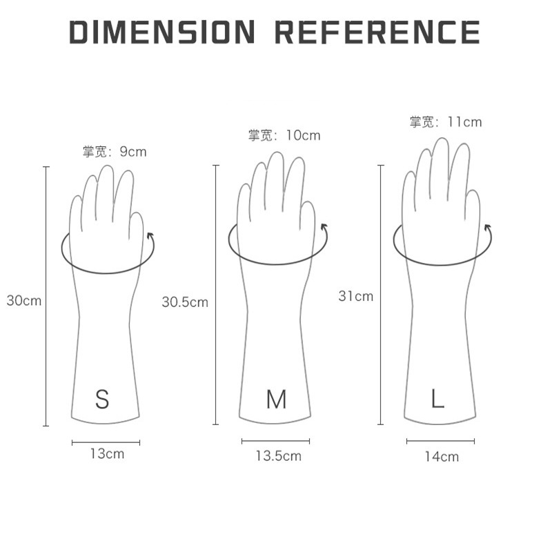 Guantes de goma para lavar platos de cocina, manoplas de manga larga resistentes al desgaste, accesorios de limpieza para el hogar, 1 par