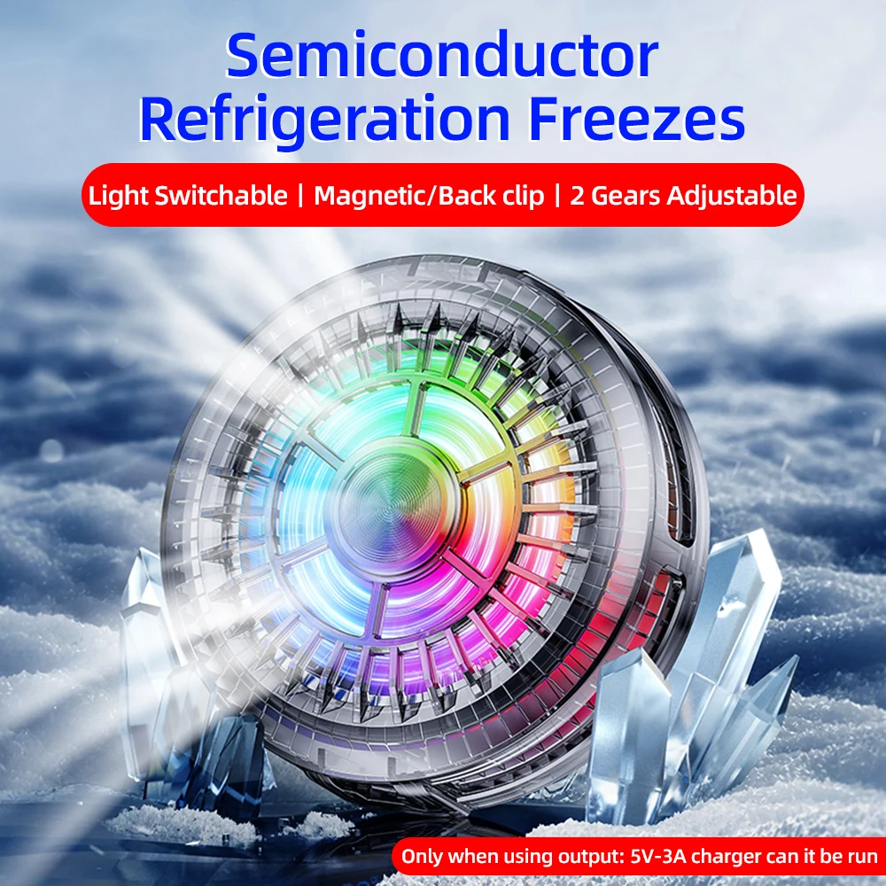 X155 Phone Cooler Ultra Thin Cooling Fan 2 In 1 Magnetic Back Clip Semiconductor Radiator for Gaming iPhone Sumsung RGB: silver