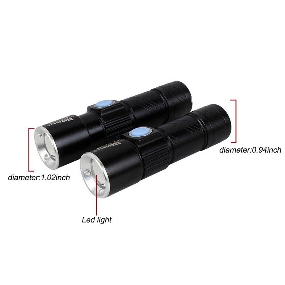 Latarka USB wyróżnij poręczny potężny doprowadziło 3 tryby mini latarka wodoodporna regulacja wiązki światła latarka Usb ładowanie światła nowość